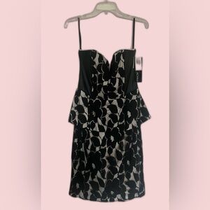 Betsy & Adam Black and White Floral Mini Dress